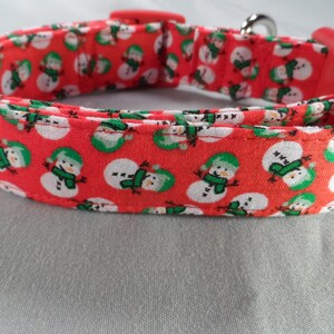 Snowmen on Red Christmas Dog Collar