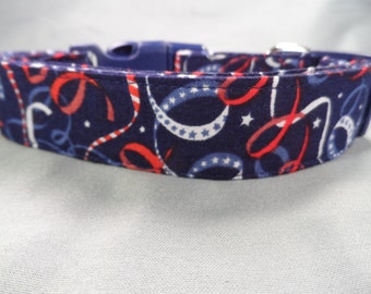Red White and Blue Streamers Patriotic Dog Collar