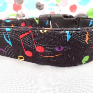 Funky Dog Collar, Colorful Musical Notes, Girl or Boy Dog Collar