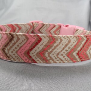 Pink and Tan Chevron Dog Collar