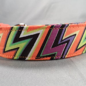 Halloween Dog  Collar Funky Zigzag  Stripe, Handmade