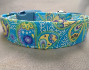 Blue Butterfly Paisley Dog Collar