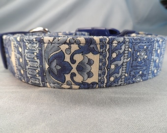 Scroll Delft Blue Dog Collar