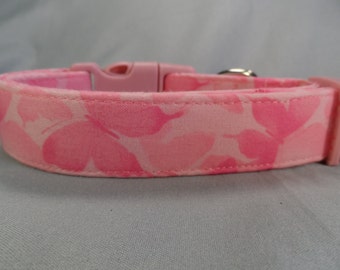 Dog Collar Pink on Pink Butterflies