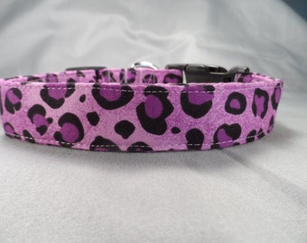 Purple Leopard Print Dog Collar