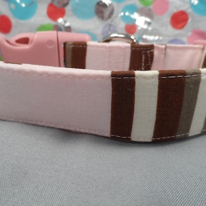 Stripe Dog Collar, Pink and Browm Preppy Dog Collar