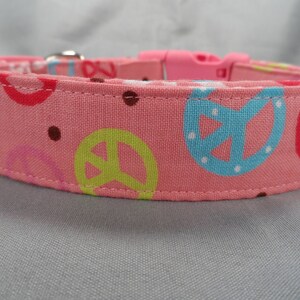 Pink Dog Collar, Peace Signs on Salmon Pink