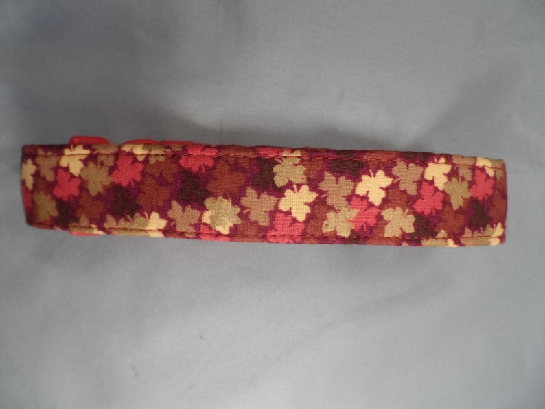 Fall Dog Collar Small Maple Leaves on Red