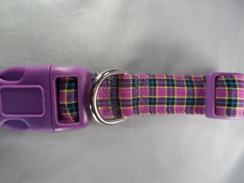 Purple Plaid Dog Collar Etsy