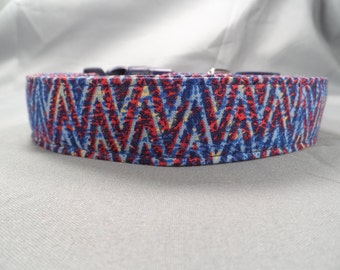 Red White and Blue Chevron Patriotic Dog Collar