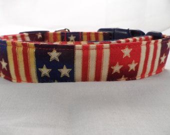 Fancy Stars and Stripes Patriotic Dog Collar