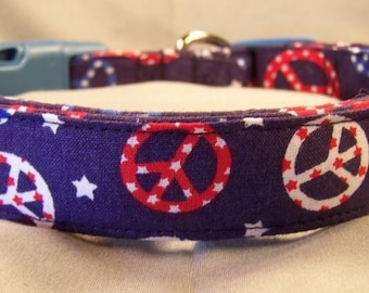 Patriotic Peace Signs Dog Collar