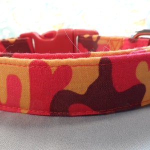 Red and Orange Camo Dog Collar, Camouflage Dog Collar for Girls or Boys