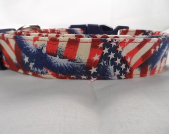 Patriotic Stars Stripes and Eagles Dog Collar