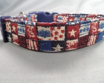 Red White and Blue American Patriotic Dog Collar