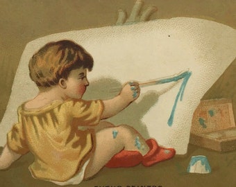 Tarjeta comercial francesa antigua de cromo, bebé