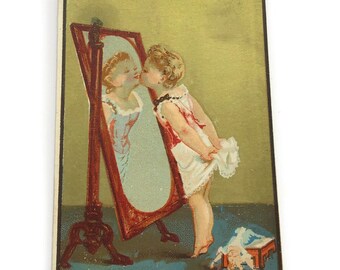 GERESERVEERD VOOR ADRIENNE Antieke Franse reclame Chromo Trade Card,