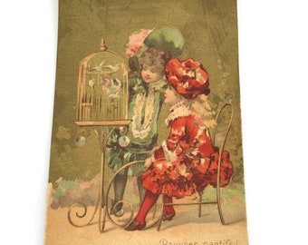 GERESERVEERD VOOR SUZIE antieke Franse reclame Chromo Trade Card,