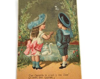 GERESERVEERD VOOR ADRIENNE Antieke Franse reclame Chromo Trade Card,