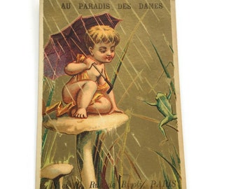 GERESERVEERD VOOR ADRIENNE Antieke Franse Chromo Trade Card,