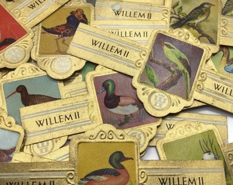 Mooie sigarenetiketten met vogelthema - Gemengde set vintage papieren tabaksephemera - Verkrijgbaar in sets van 25, 50 of 100