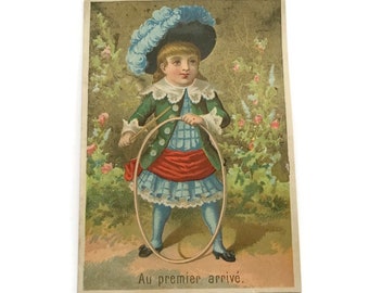 Antike französische Werbe-Chromo-Handelskarte,