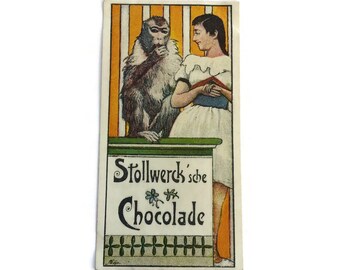 Vintage German Advertising Trade Card - Stollwerck Chocolade - Jugendstil