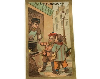 Antike französische Werbe-Chromo-Handelskarte,