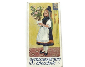Carte publicitaire allemande vintage - Chocolade Stollwerck - Jugendstil