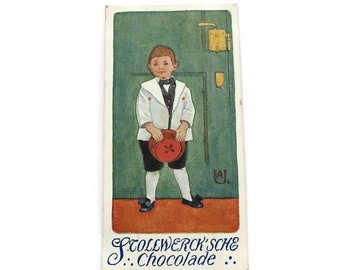 Vintage deutsche Werbekarte - Stollwerck Chocolade - Jugendstil