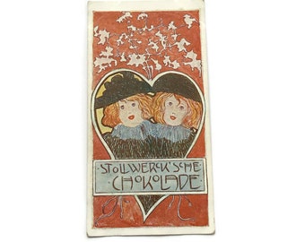 Vintage deutsche Werbekarte - Stollwerck Chocolade - Jugendstil