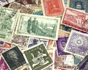 50/100 de timbres-poste du monde entier, lot de jeux de timbres vintage, kit de démarrage de collection