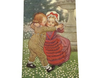 RESERVIERT FÜR DIANA Vintage Artist Illustrated Art Postkarte, Vienne-Karte – Max Munk – Kleiner Junge und Mädchen