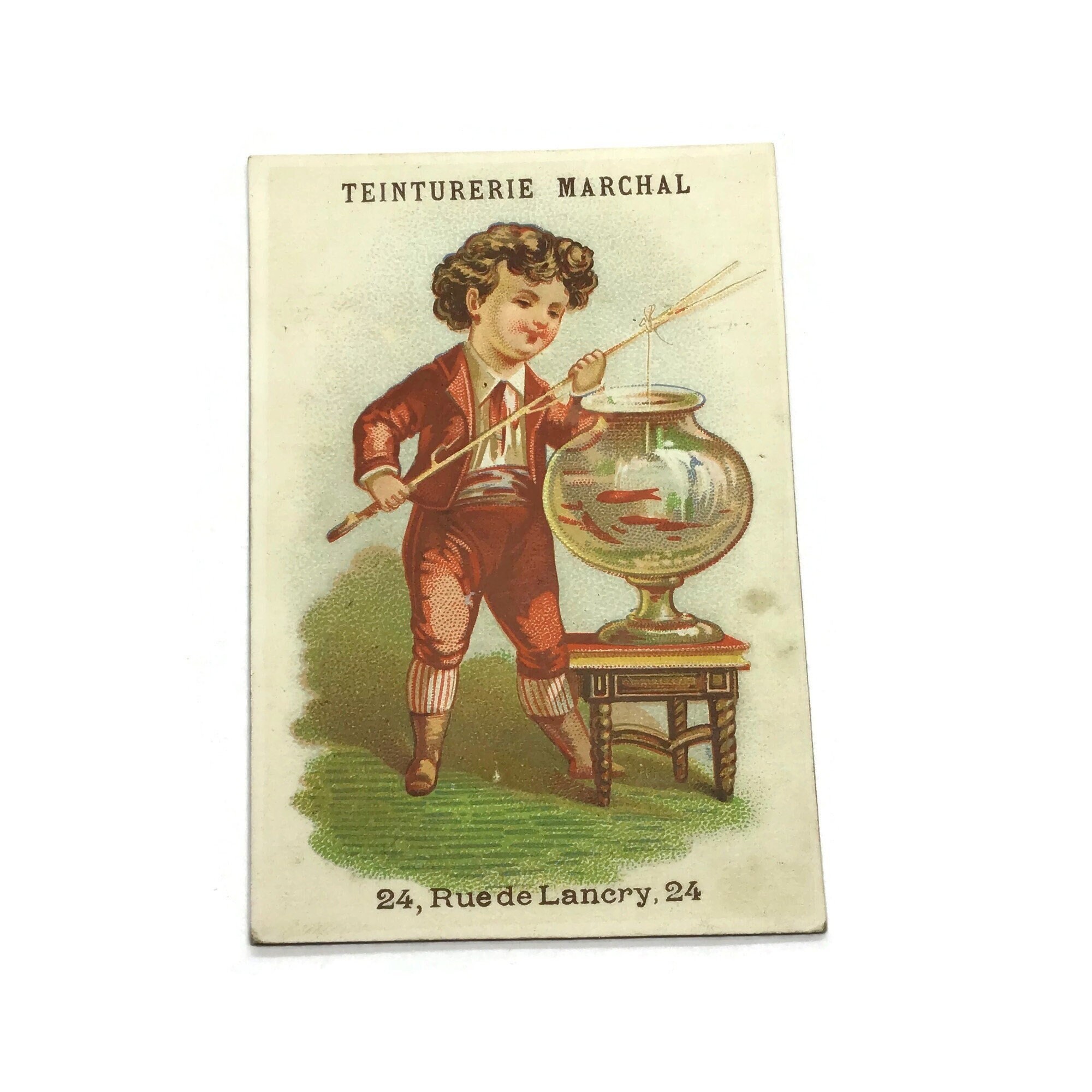 Antique Advertising Chromo Trade Card Boy Fishing in Fish - Etsy