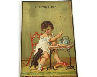 GERESERVEERD VOOR ADRIENNE Antieke Franse reclame Chromo Trade Card,