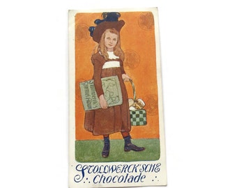 Carte publicitaire allemande vintage RÉSERVÉE À DIANA - Chocolade Stollwerck - Jugendstil
