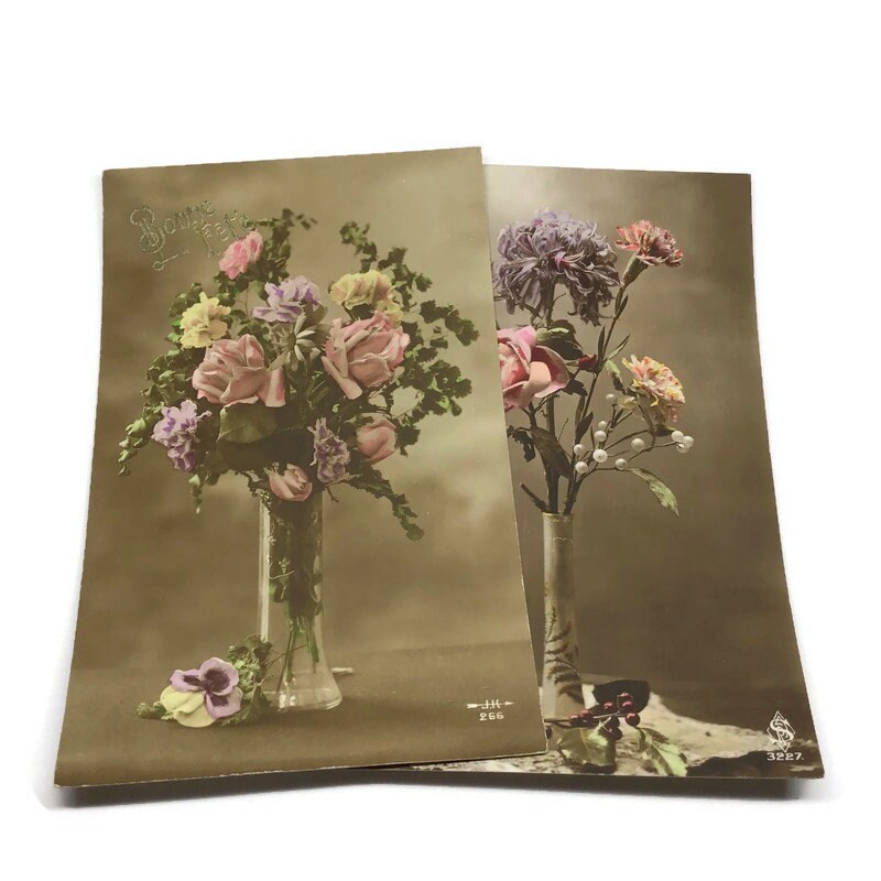 Vintage Floral Postcard Set 2 Flower Postcards Etsy