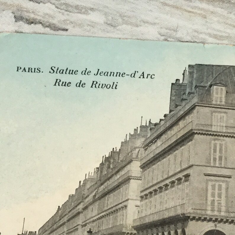 Vintage French Travel Postcard Paris City Souvenir Postcard, Rue de Rivoli Statue Jeanne D/'Arc