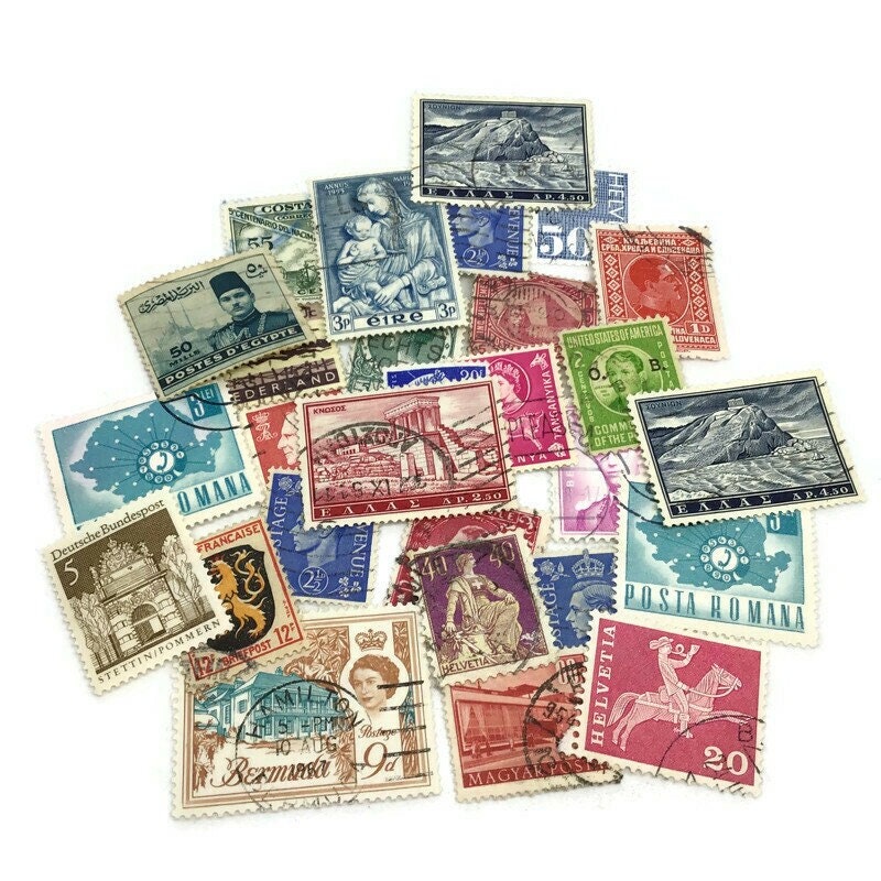90 cents . Autumn Vintage Postage Stamp Variety Pack . Set of 5 Marketplace  Postage Stamps by undefined