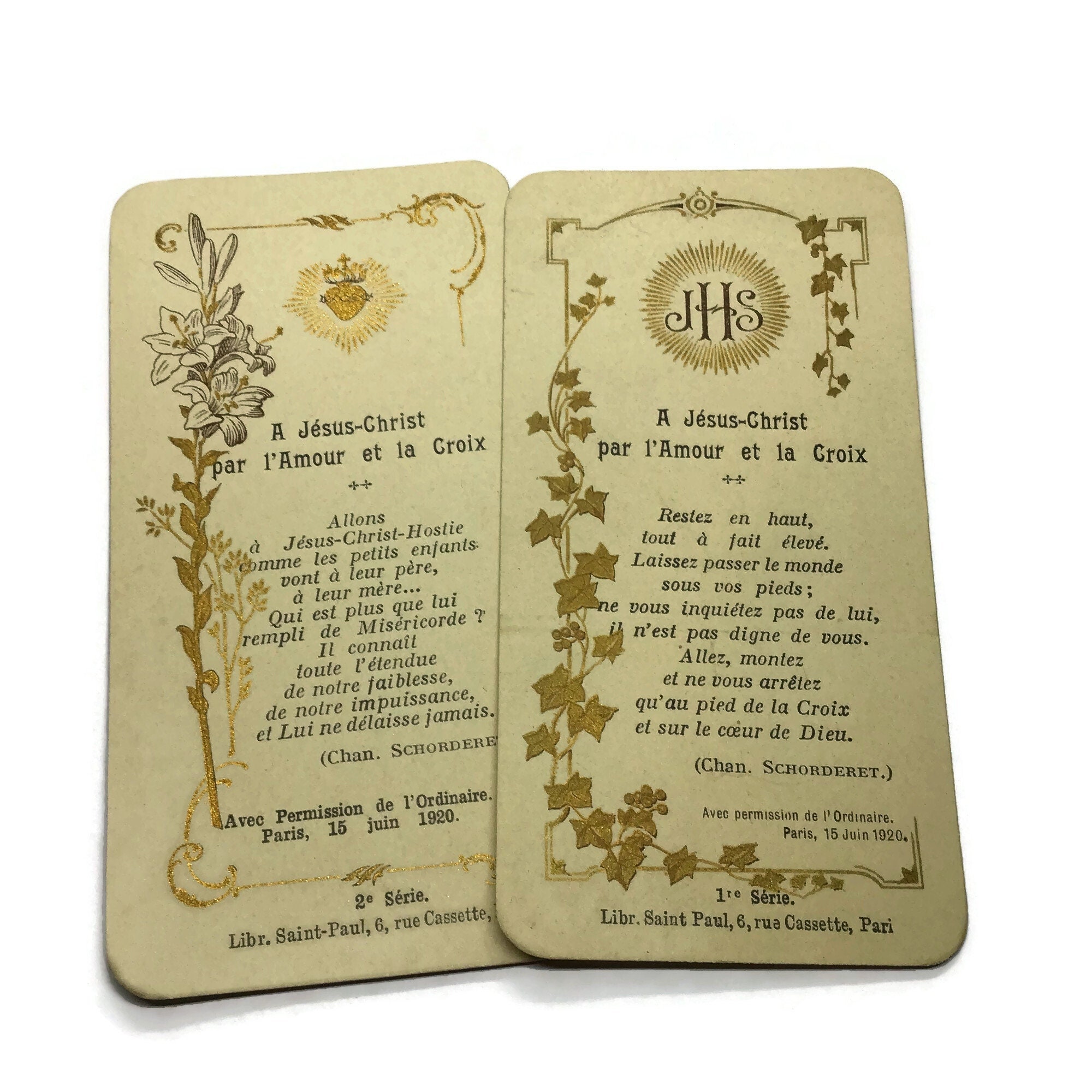 2 Vintage French Prayer Cards Religious Holy Cards Etsy