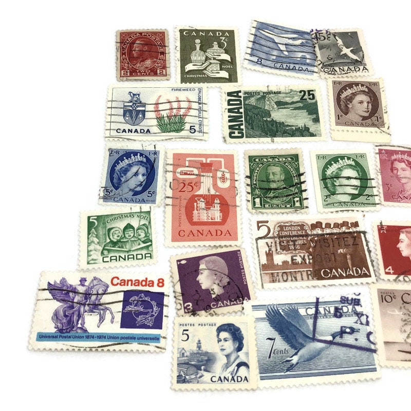 20 Old Canada Stamps Vintage Set Canadian Postage Stamps Etsy UK