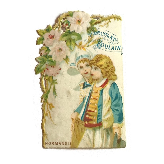 Antique French Chromo Trade Card Chocolat Payraud Embossed