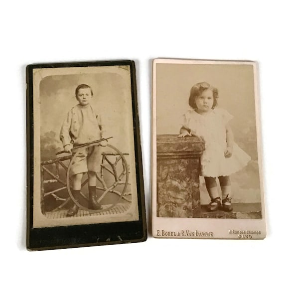 Vintage Carte de Visite Set, Studio Picture, Antique Photography Photos, Collection Cabinet Card, Children