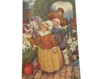 RESERVIERT für DIANA Vintage Künstler illustrierte Kunstpostkarte, Vienne-Karte – Max Munk – Junge und Mädchen