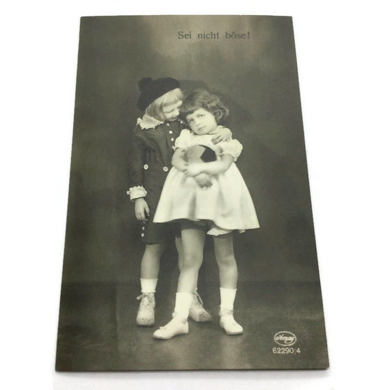 German Vintage Kids Children Postcard, Girl Boy Postcard