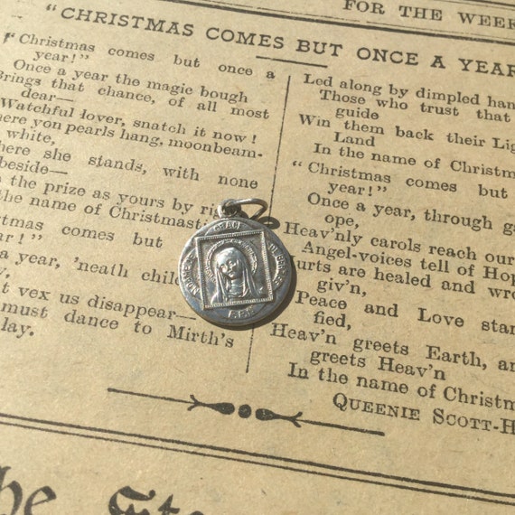 Vintage Religious Medal Holy Mary of Berzee, Notre Dame de Grace Pendant, Sacred Heart Prayer Charm Medallion , Vintage Religious Medal Holy Mary of Berzee, Notre Dame de Grace Pendant, Sacred Heart Prayer Charm Medallion ,