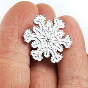 Minimal Silver Snowflake Pin Brooch, Modern Christmas White Snowflake Brooch Pin, Tie Tack Pin Vintage Jewelry
