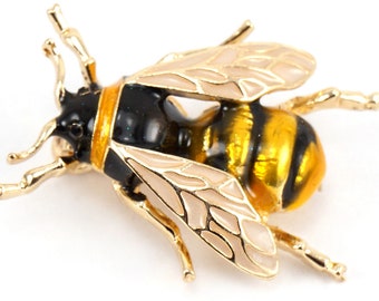EN VACANCES Petite broche abeille de haute qualité, épingle abeille vintage, broche insecte en émail, épingle abeille argent ou or, bijoux insecte, vintage
