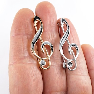Gold oder Silber Musik Brosche, Violine Pin, Schwarze Emaille, Musiker Geschenk, Vintage Schmuck