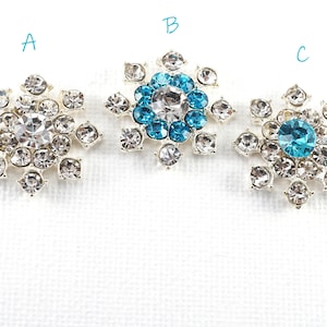 IN VACANZA Bottone decorativo vintage con fiocco di neve e strass cechi, retro piatto, fai da te, tessuto per capelli, scarpe, carta, blu turchese